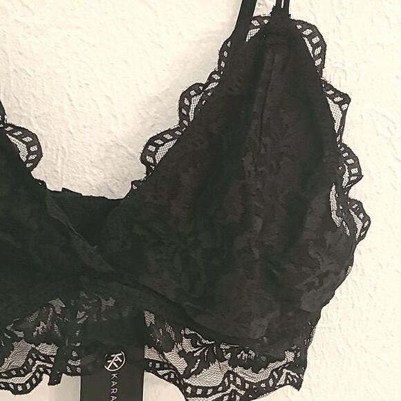 Kara & Kate Black Lacey Bra, Adjustable straps & 3 Hooks in Back,Size M & L,NWOT - Picture 2 of 6